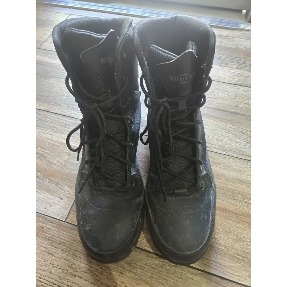 Interceptor Men’s Tactical Combat Boots Black Leather Size 11 ASTM F2413-24